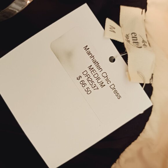 Entro NWT Medium Manhattan Chic Dress, Black W/ Cream Oversized Ruffled Sleeves - Picture 4 of 16